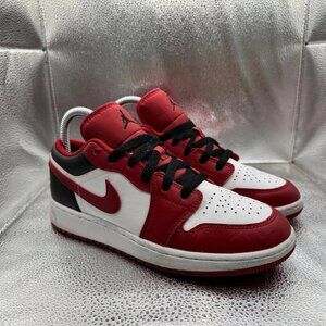 Size 5.5Y Nike Air Jordan 1 Low Yout Reverse Black‎ Red Sneaker Shoes 553560-163